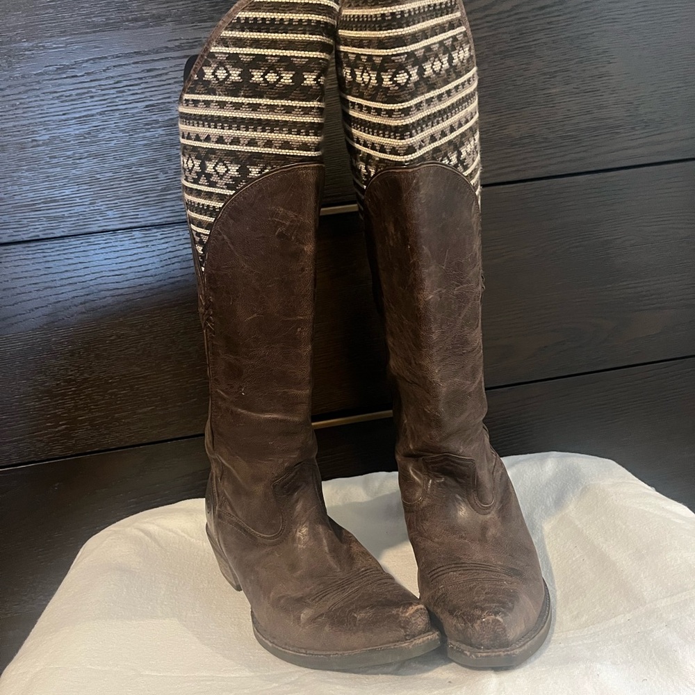 Textured Brown Leather Boots
